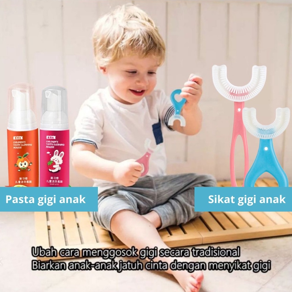 COD Sikat Gigi Silikon Bayi &amp; Anak Anak Bentuk Sikat Gigi Anak Bentuk Bahan Silikon Tooth Brush Baby Silicon type U 360° P23