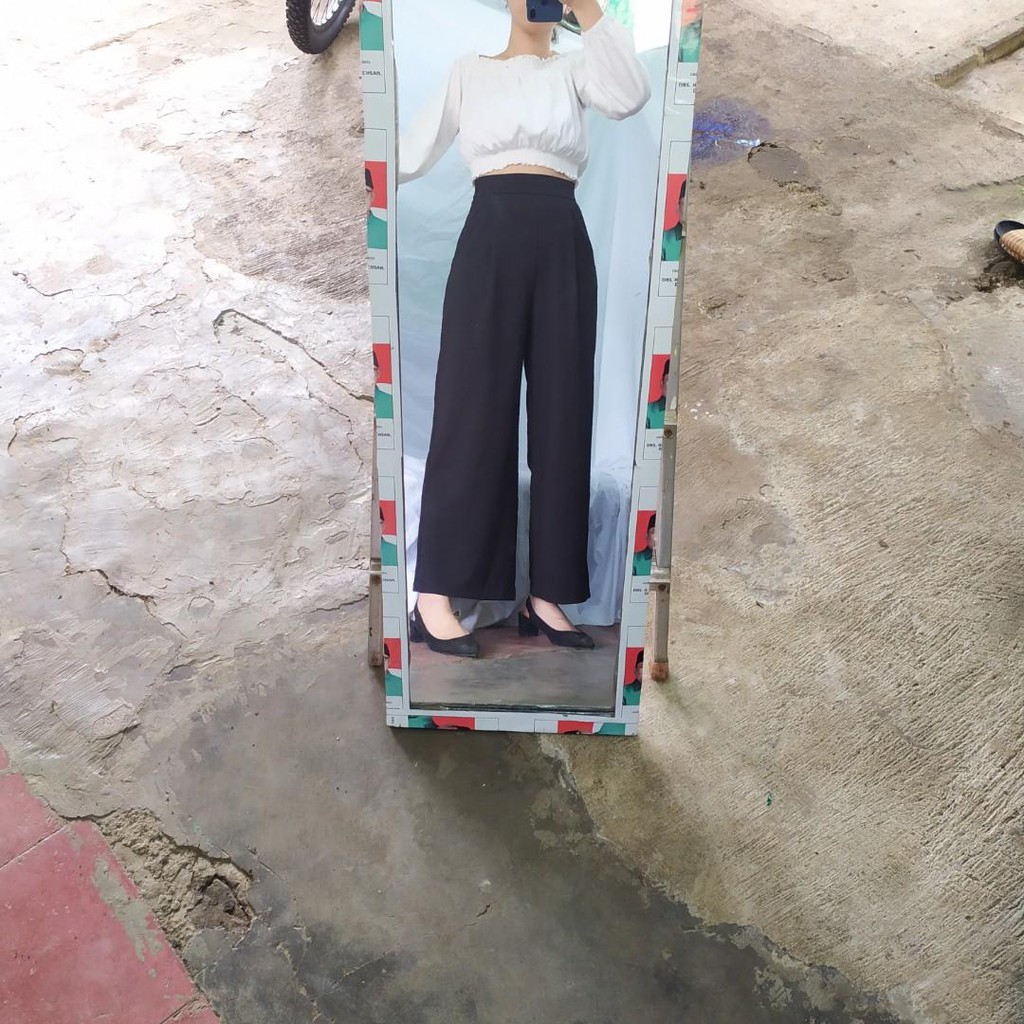 Celana Kulot Highwaist HITAM Korean Cullote Black Cullotes Pants GU Uniqlo