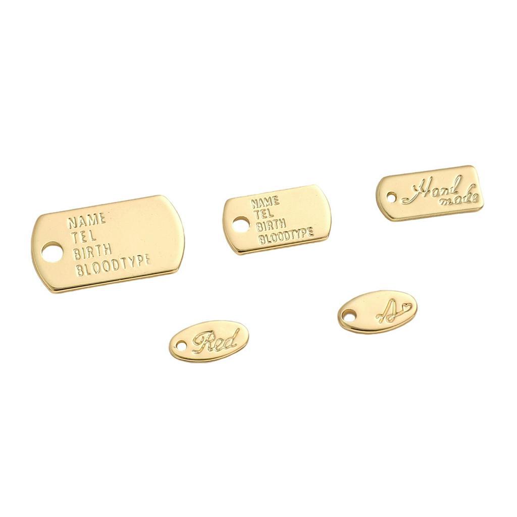 Single Hole Solid Grafir Huruf Persegi Panjang Oval Label Tag Gantung Untuk Aksesoris Kalung Handmade