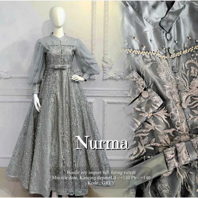 Diana Dress Bahan Velvet mix brukat / BAJU DEWASA MURAH TERBARU 2022 / Gamis Kondangan / Gamis Bridesmaid