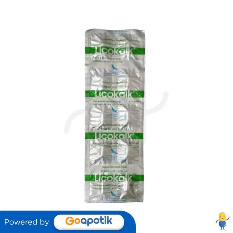 Licokalk - Kalsium Laktat - Kalk 1 strip isi 10 tablet