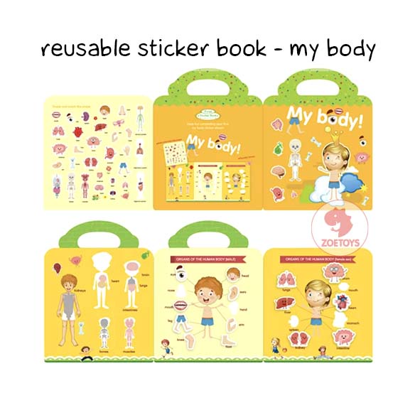 Zoetoys Reusable Sticker Book | Aktivitas Menempel Buku Stiker | Books Activity Mainan Edukasi Waterproof   Mainan Edukasi Anak