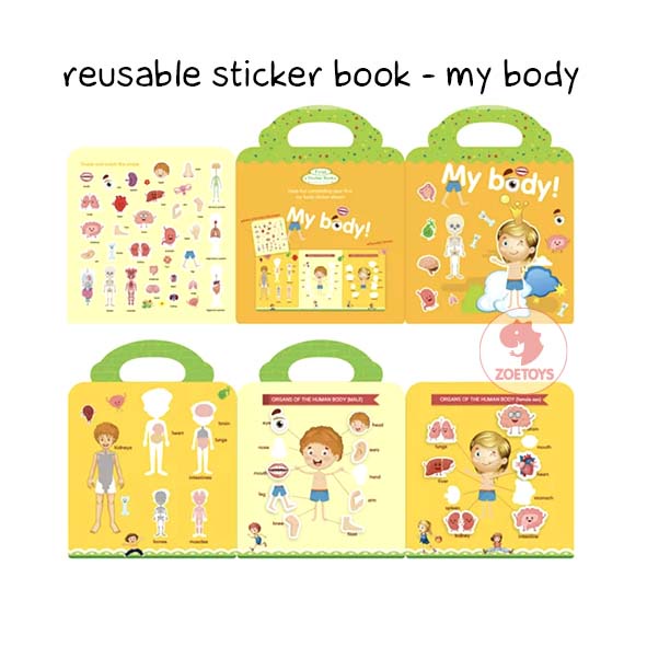 Zoetoys Reusable Sticker Book | Aktivitas Menempel Buku Stiker | Books Activity Mainan Edukasi Waterproof   Mainan Edukasi Anak