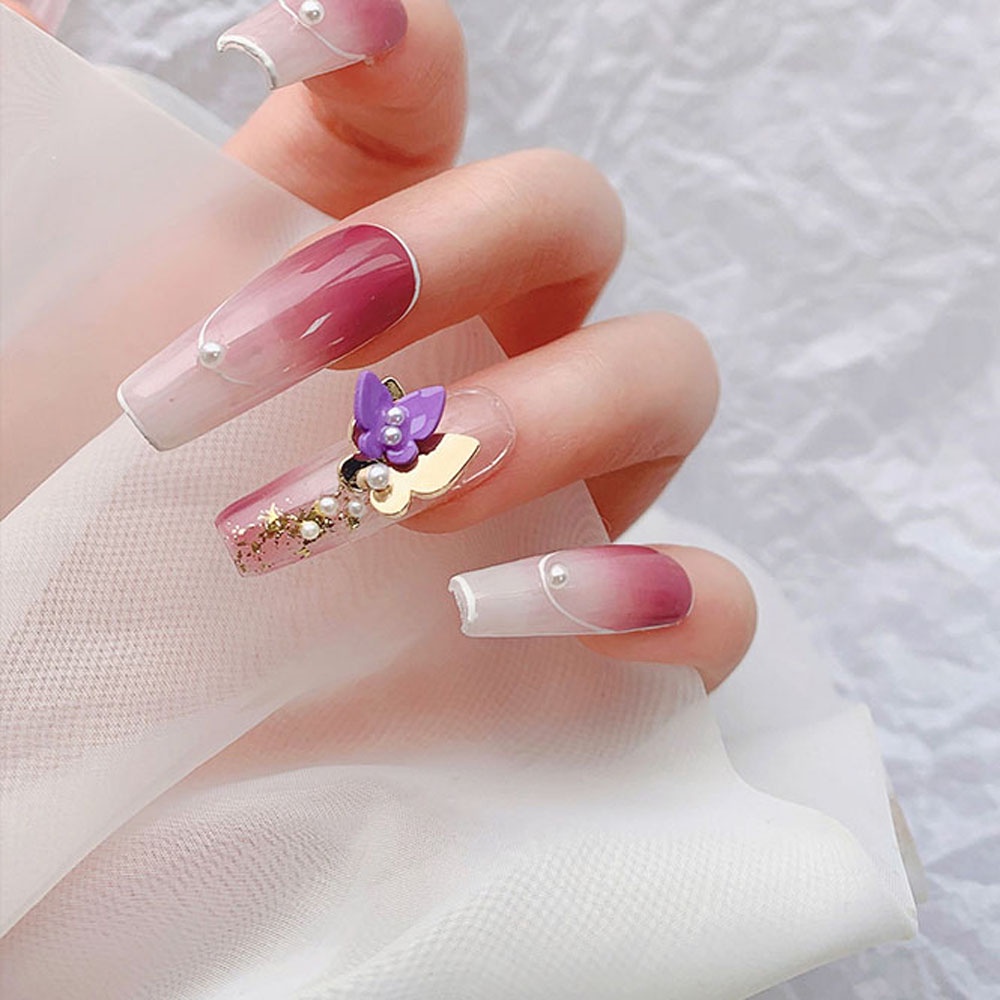 Mxbeauty Hiasan Kuku 3d Bentuk Hati / Kupu-Kupu Aksen Zircon + Berlian Imitasi Untuk Nail Art / Manicure Diy