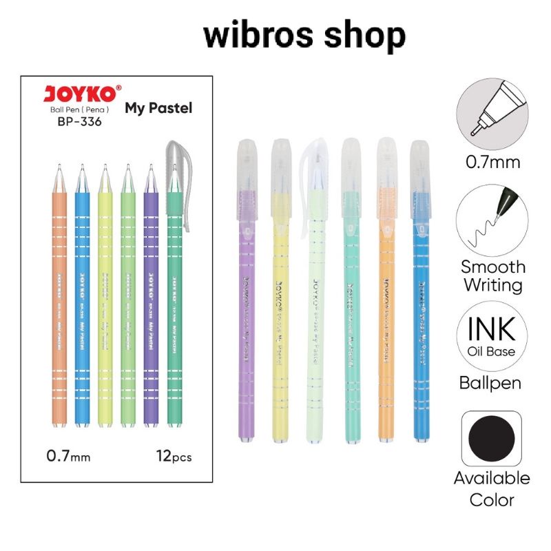 

ball pen pulpen Pena joyko BP-336 MY pastel 0.7 mm 1 Box 12 Pcs