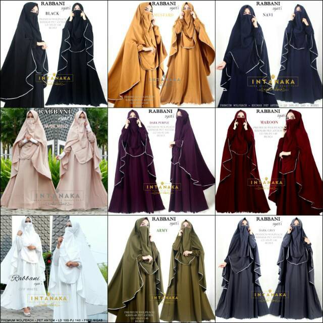 Gamis Rabbani Syari Ori Intanaka Longdress Maxi Wolpeach