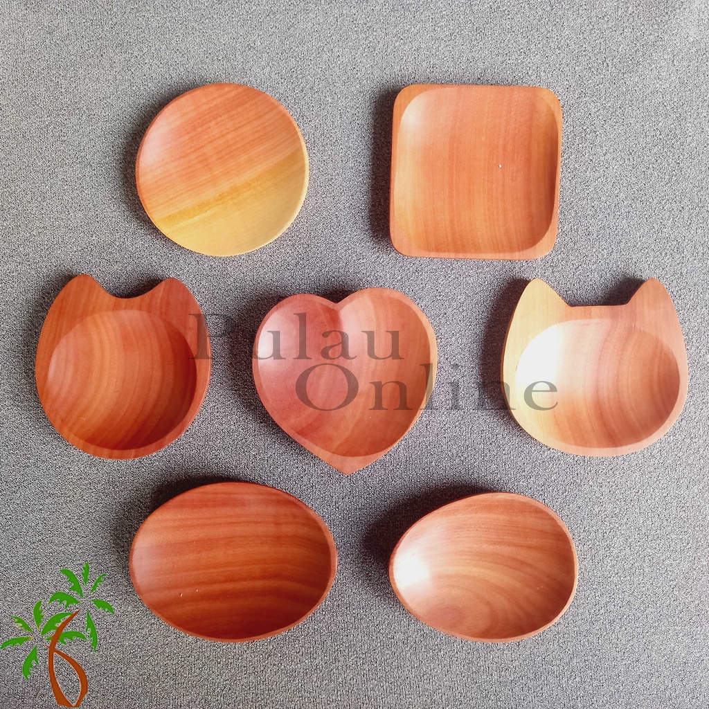 Pulau Online Piring Kayu Kecil - Piring Sambal Kayu - Piring Saos Kayu