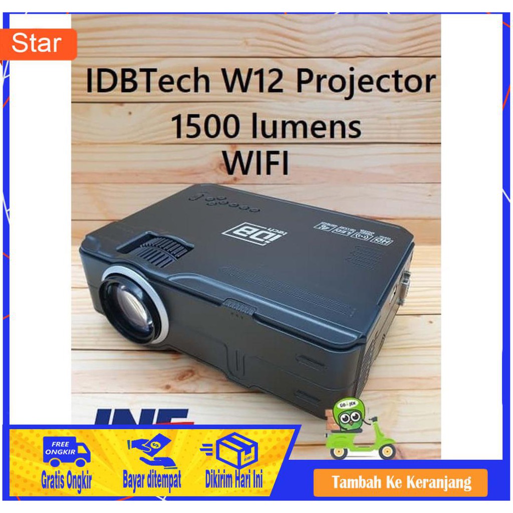BAYAR DITEMPAT - IDBTECH W12 PROYEKTOR MINI LED PROJECTOR PORTABLE 1500 LUMENS + WIFI  XL5988