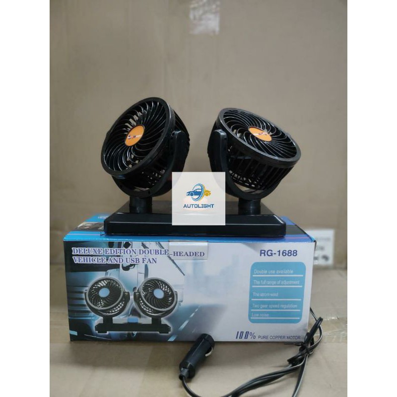 Kipas Angin Mobil 12V &amp; 24V Doublle Headed Fan Aksesoris Mobil Interior