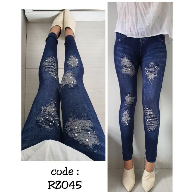 legging import jeans sobek mutiara /legging jeans mutiara