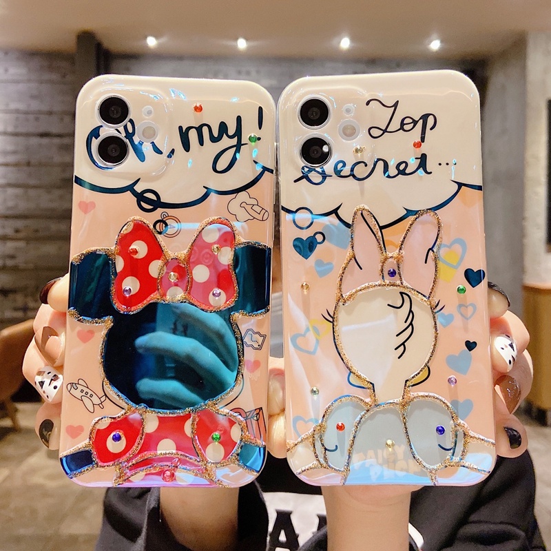 Cartoon wrist strap for case iphone 12 pro max 12mini 11pro max X/Xs max XR 7/8/se2020 7plus/8plus Minnie Desi all-inclusive anti-fall soft casing iphone