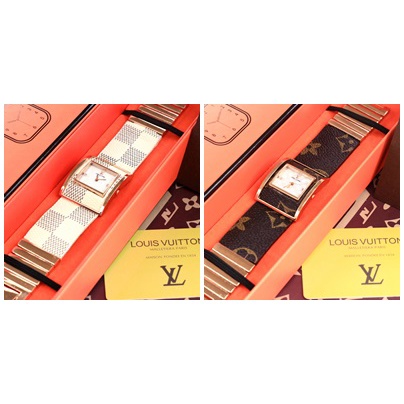 JAM TANGAN WANITACEWEK MURAH LV TALI KULIT JJ115