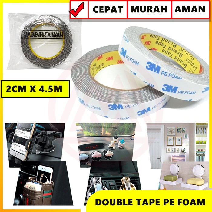 

DOBLE TAPE 3M PE FOAM ISOLASI BB 20MM X 4.5M / Double tape 3m pe foam 2cm x 4meter