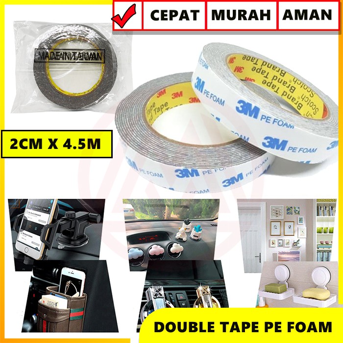 DOBLE TAPE 3M PE FOAM ISOLASI BB 20MM X 4.5M / Double tape 3m pe foam 2cm x 4meter