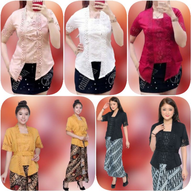  Kebaya  Kutu  Baru  Katun Import Lengan  Pendek  Motif Laser 