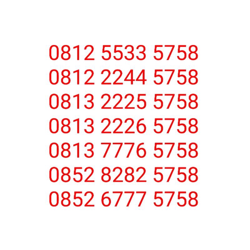 Nomor Cantik Perdana Telkomsel 0812 0813 0852 Seri 5758