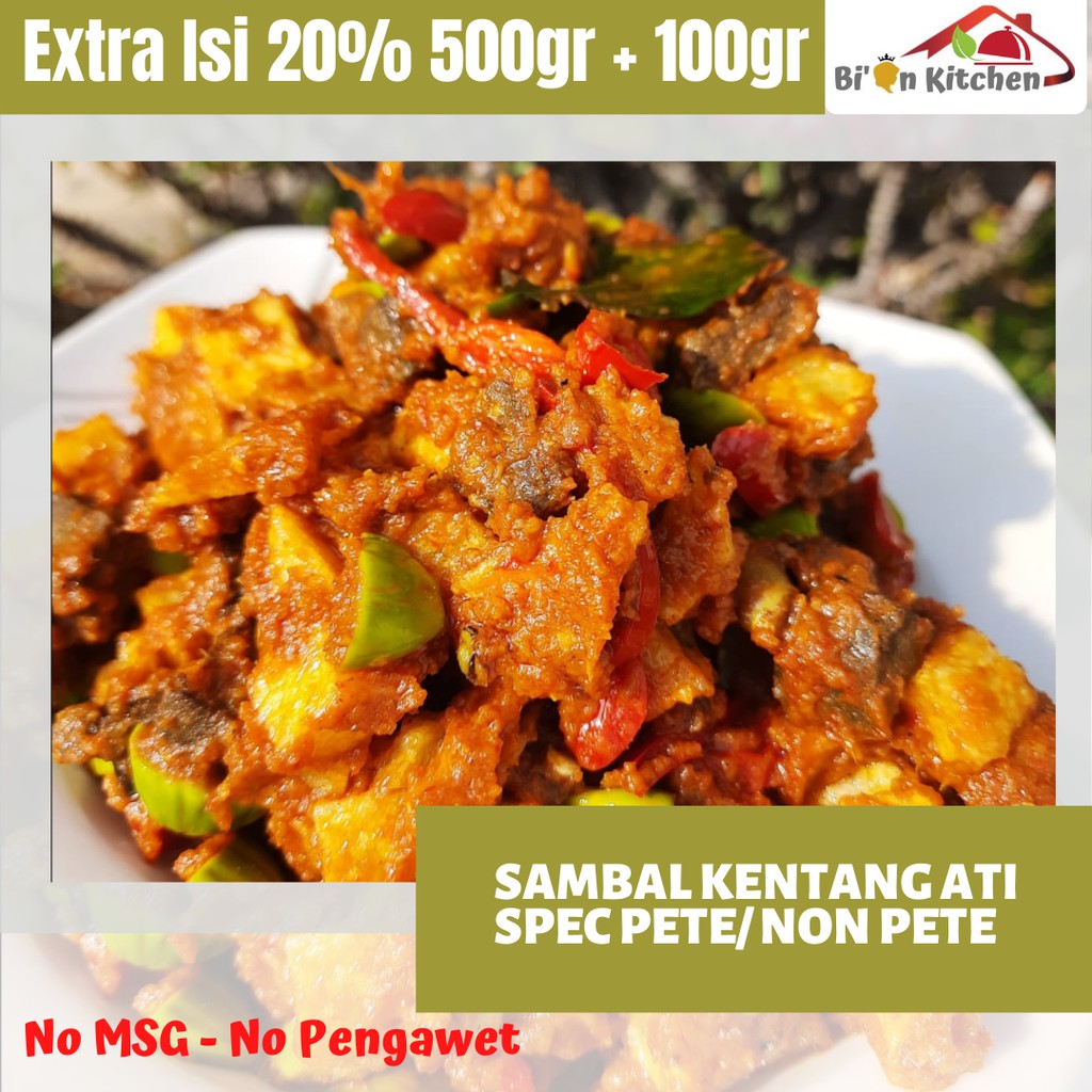 

Extra Isi 20% Sambal Goreng Ati Special Pete 500gr + 100gr - Pete
