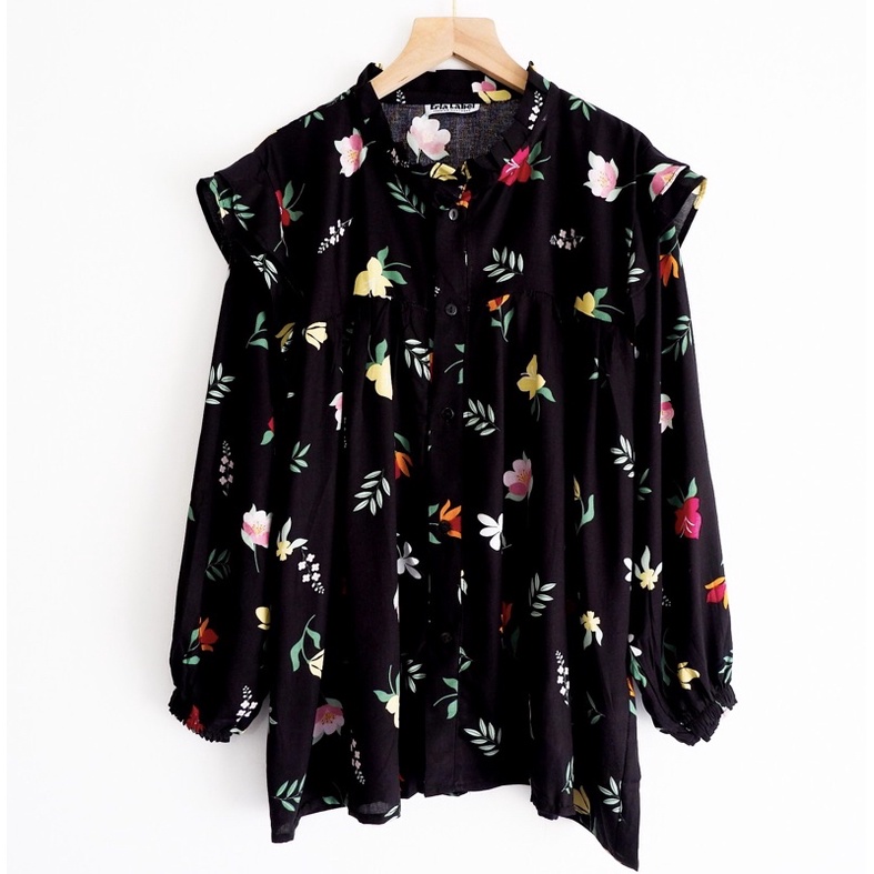 Kemeja Motif Oversize XXL LD 130  Rayon Bigsize Blouse Jumbo-3