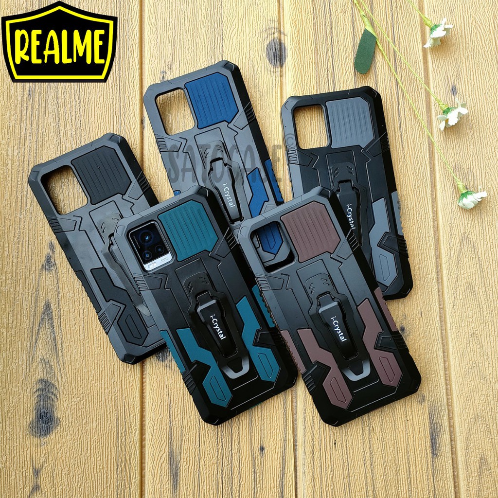 Case Realme C21Y 8 C3 C25Y Robot Standing Cover Casing Silikon Handphone