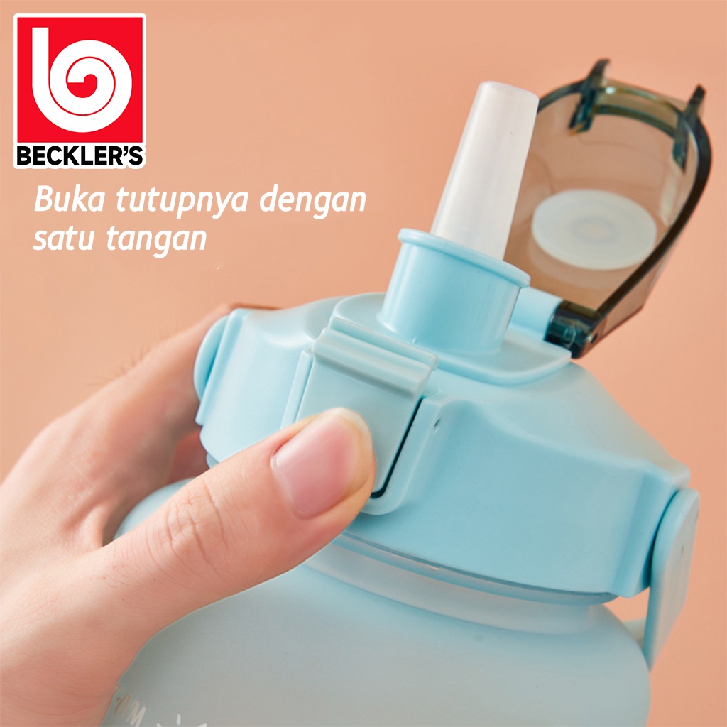 Beckler's Botol Minum Viral 2Liter Warna Gradasi / Botol Minum Viral Penanda Waktu Jumbo Full FREE STIKER!!