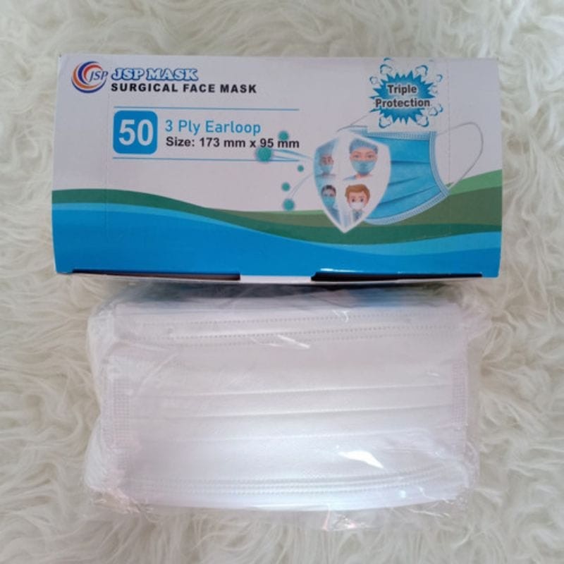 MASKER BEDAH MEDIS JSP KESEHATAN 3PLY EARLOOP ISI 50 PCS Surgical 3 PLY