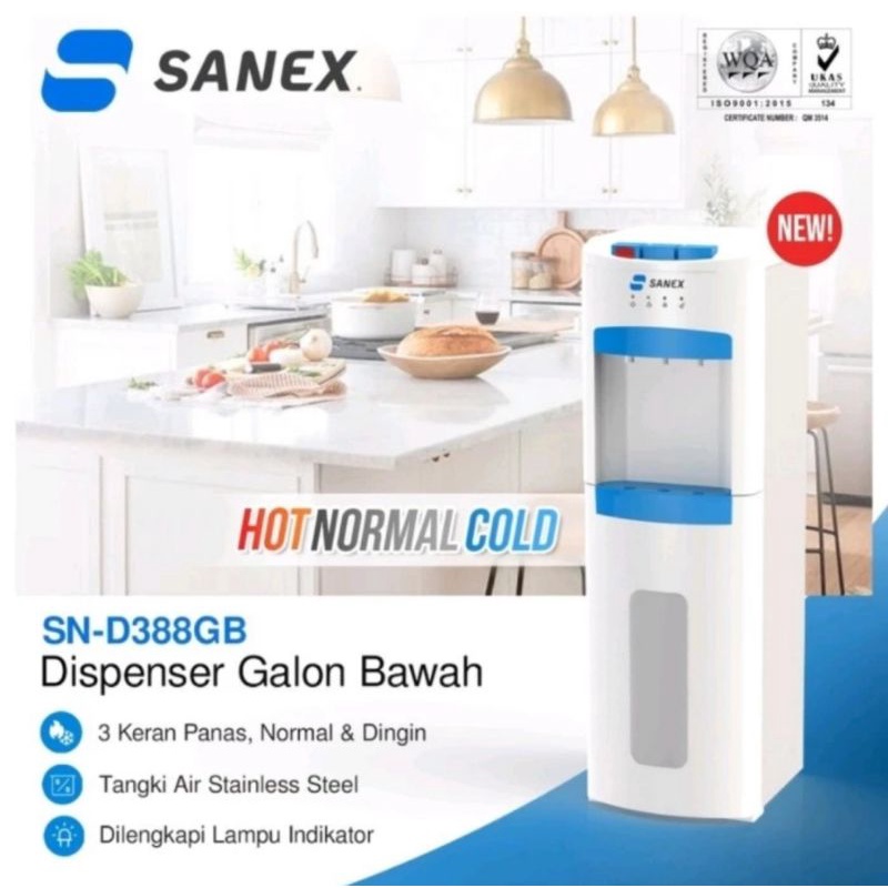 Dispenser Air Galon Bawah SANEX SN-D388GB Hot Cool - SNI - SN D 388 GB