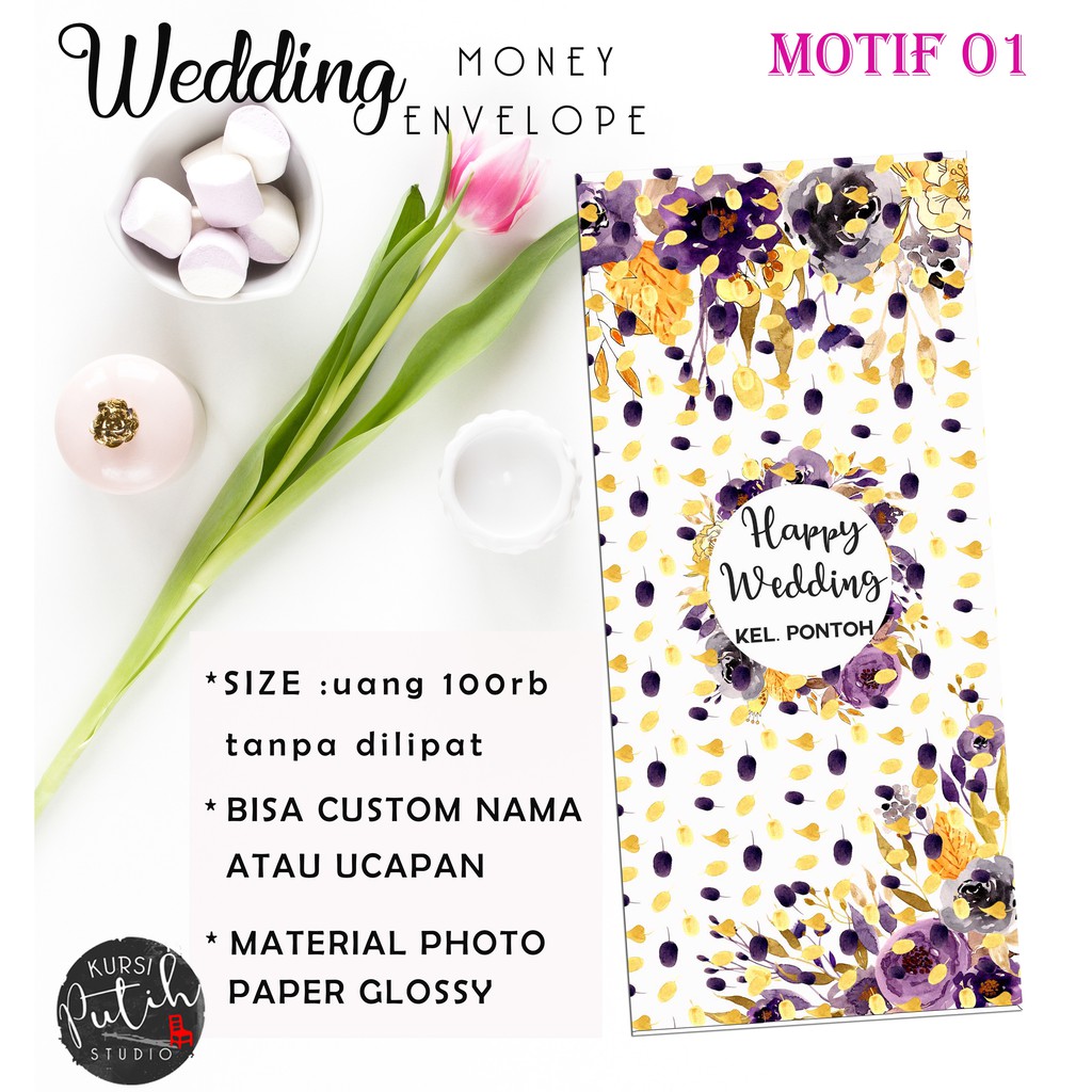 

Amplop Uang untuk Lebaran / Wedding / Angpao bisa custom nama motif flower mix