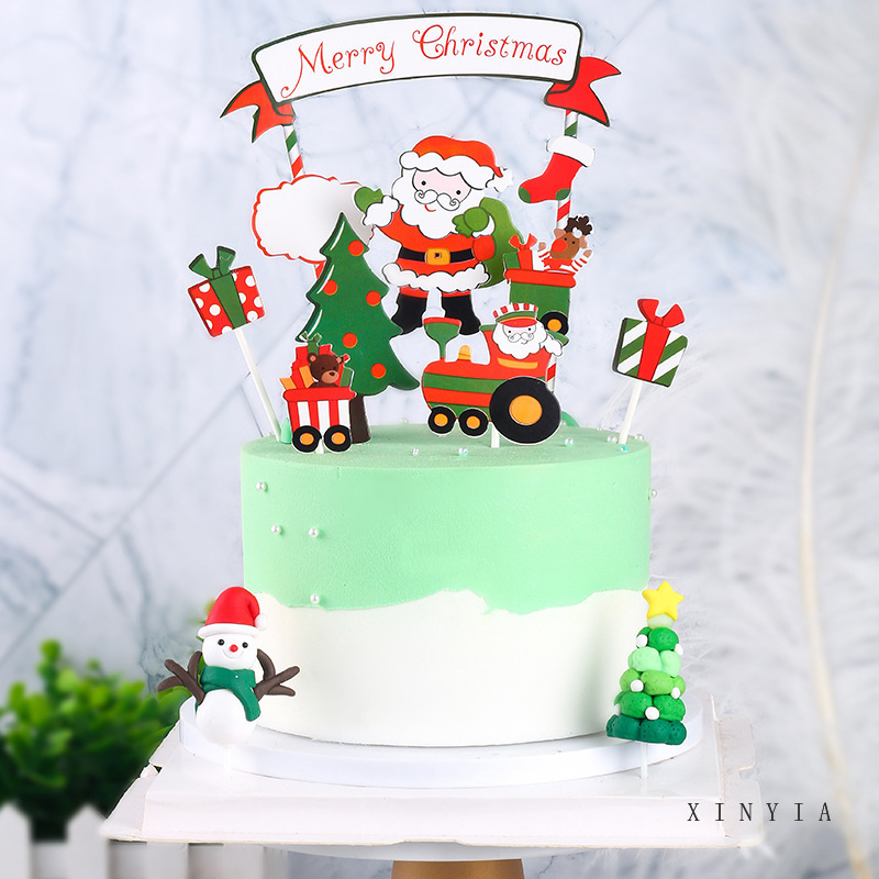 1 Set 7 Styles Topper Kue Desain Merry Christmas Bahan Akrilik Untuk Dekorasi Natal-Won