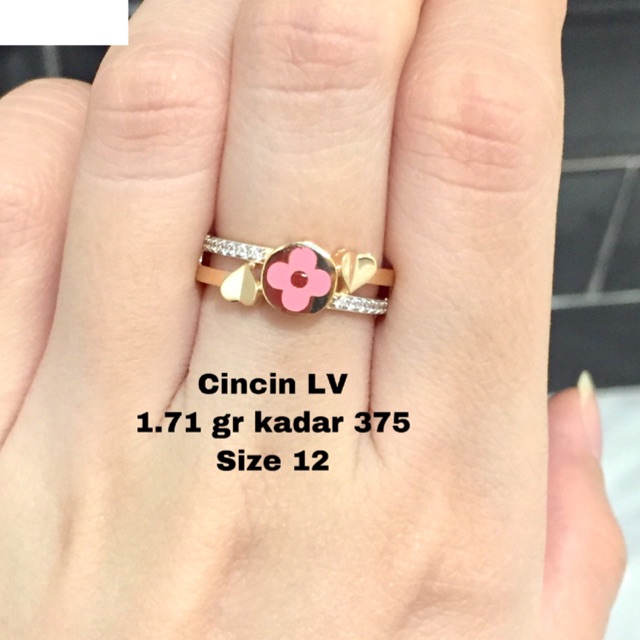 Cincin emas LV pink kadar 375 berat 1.71 gr