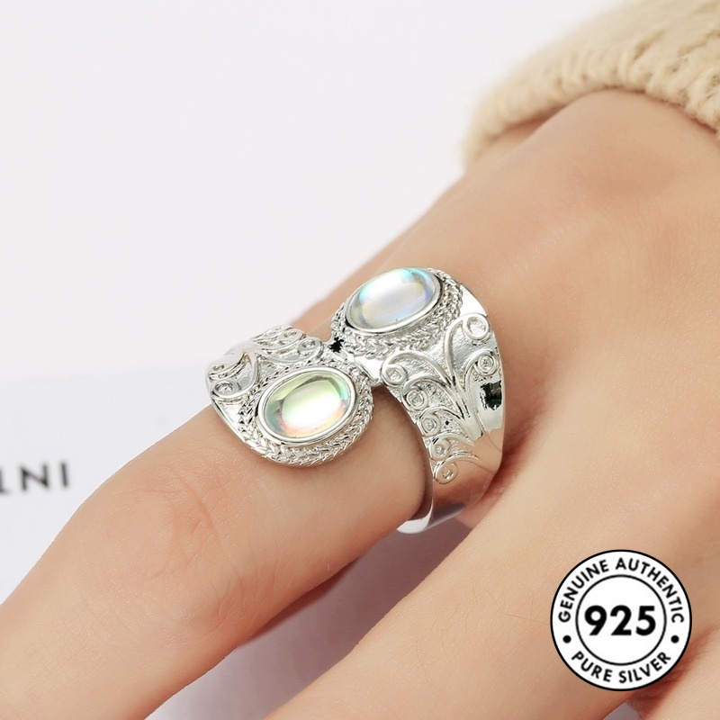 Cincin Sterling Silver 925 Dengan Batu Moonstone Untuk Wanita