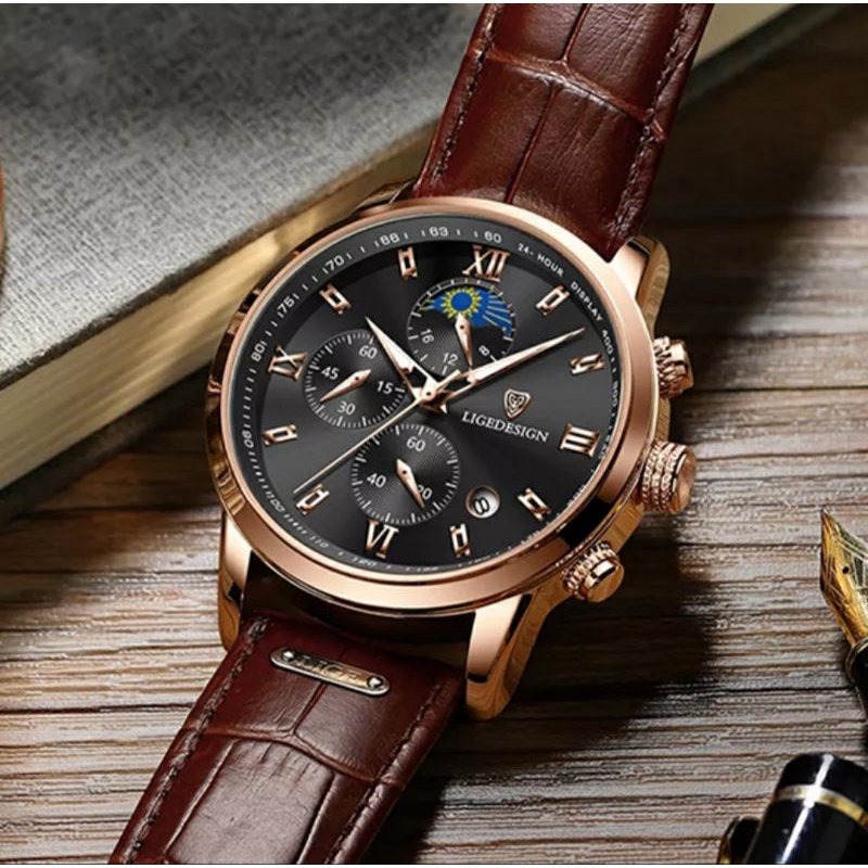 Jam tangan LIGE 2022 Top Brand Luxury Watch Calendar Date Fashion Quartz Wrist Watch Watches for Man