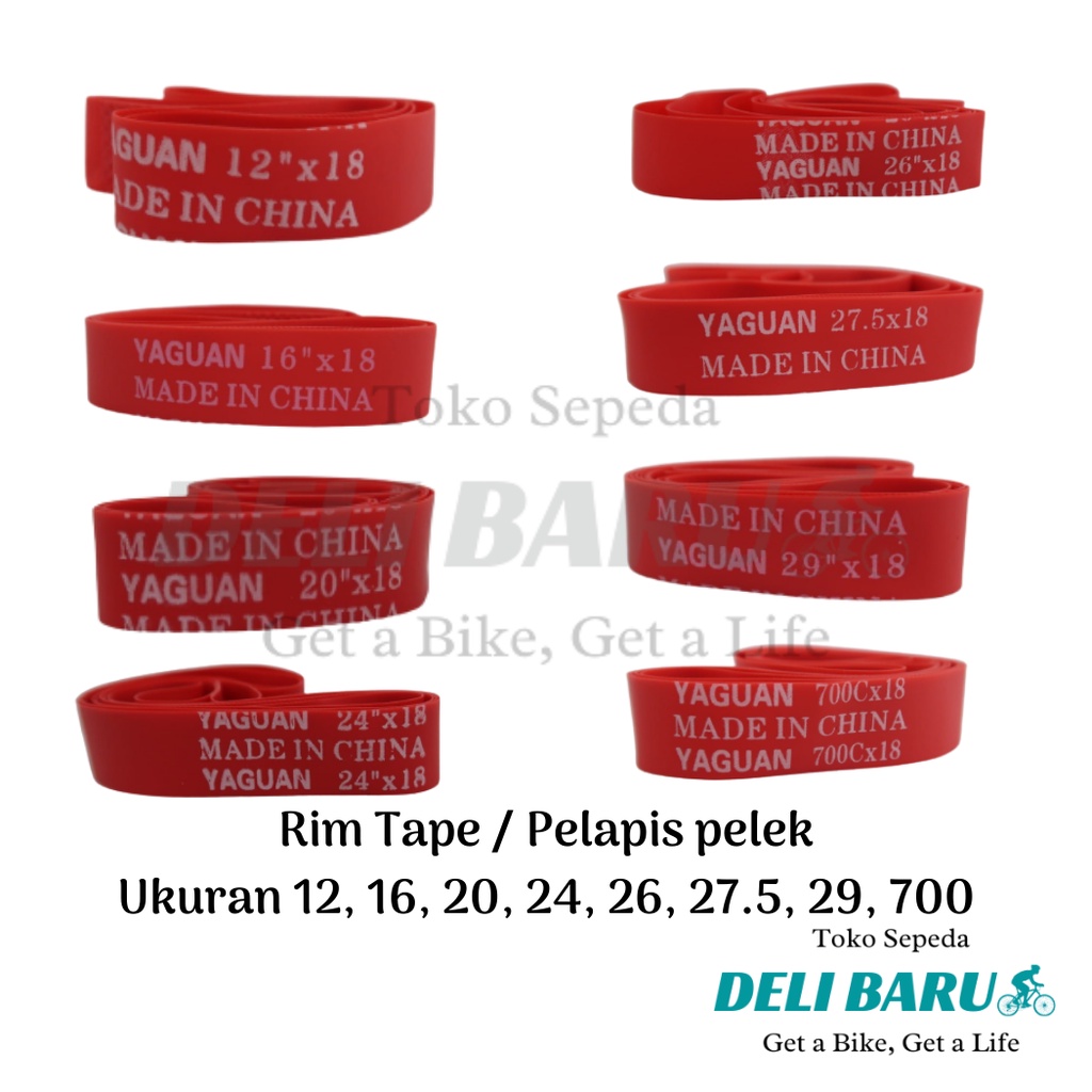 Rims Tape pelapis ban dalam pelek rim velg sepeda ukuran 12, 16, 20, 24, 26, 27.5, 29, 700c