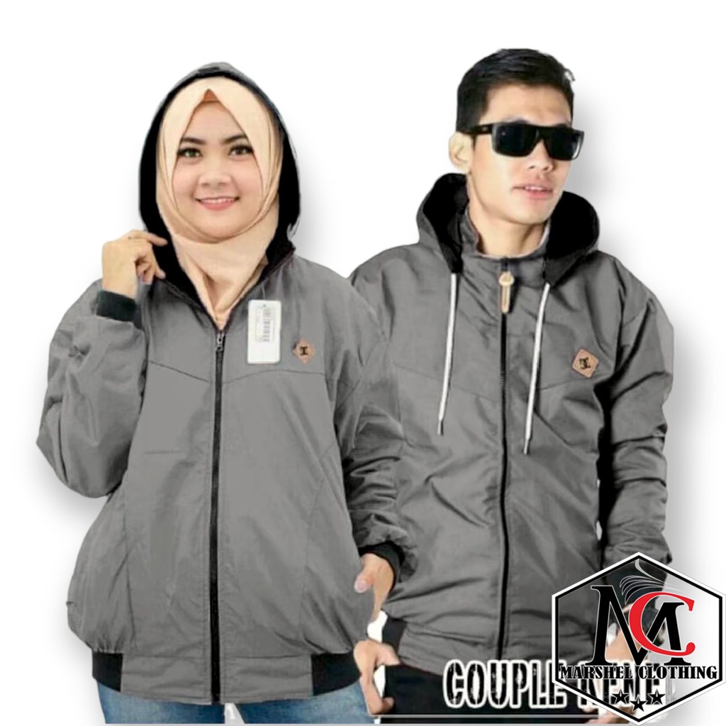 RCL - JAKET COUPLE BB PARASUT BOLAK BALIK 2 in 1 MAROON HITAM / JAKET PASANGAN / NAVY ABU GOLD MERAH