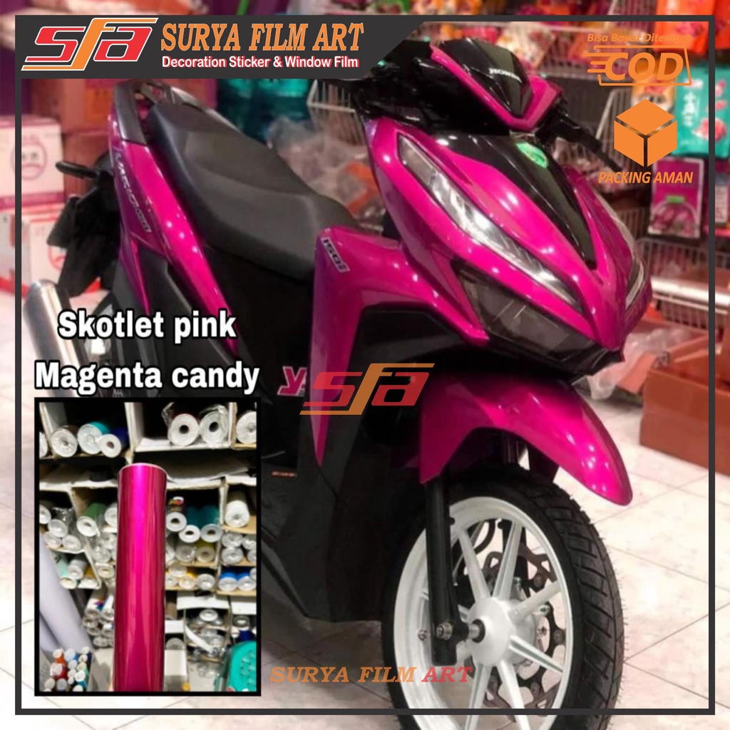 Jual Stiker Skotlet Motor Pink Magenta Metalik Candystiker Candy Metalik Shopee Indonesia