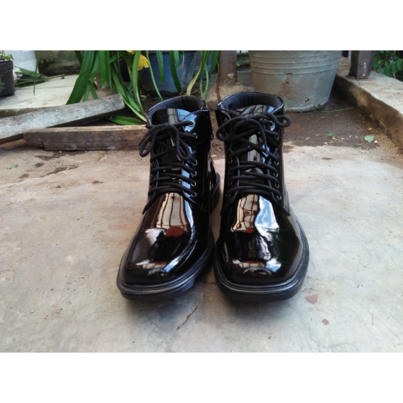 Sepatu pantofel pdh pria bahan kulit sapi asli warna hitam glosi kilap