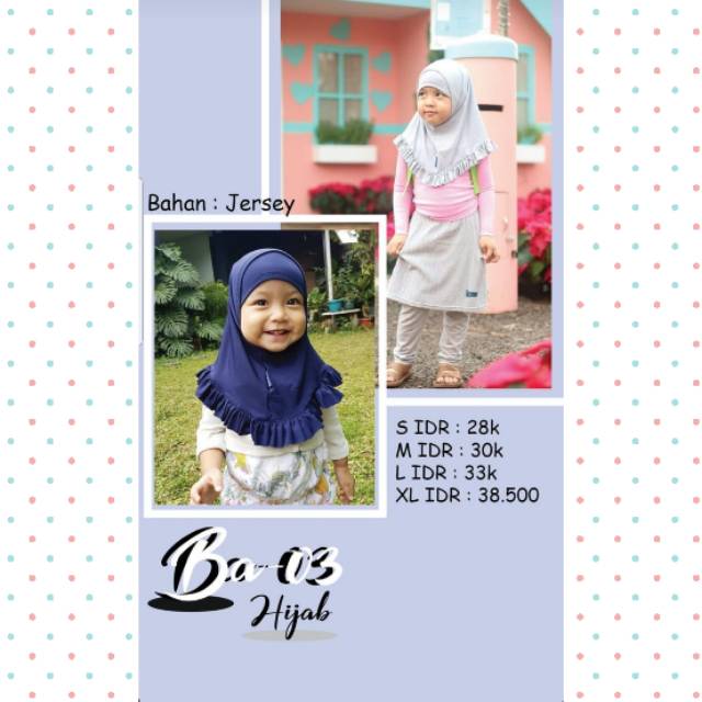 Hanaroo Hijab Jilbab Bayi &amp; Anak (0-5 tahun) Polos Bahan Jersey BA-03