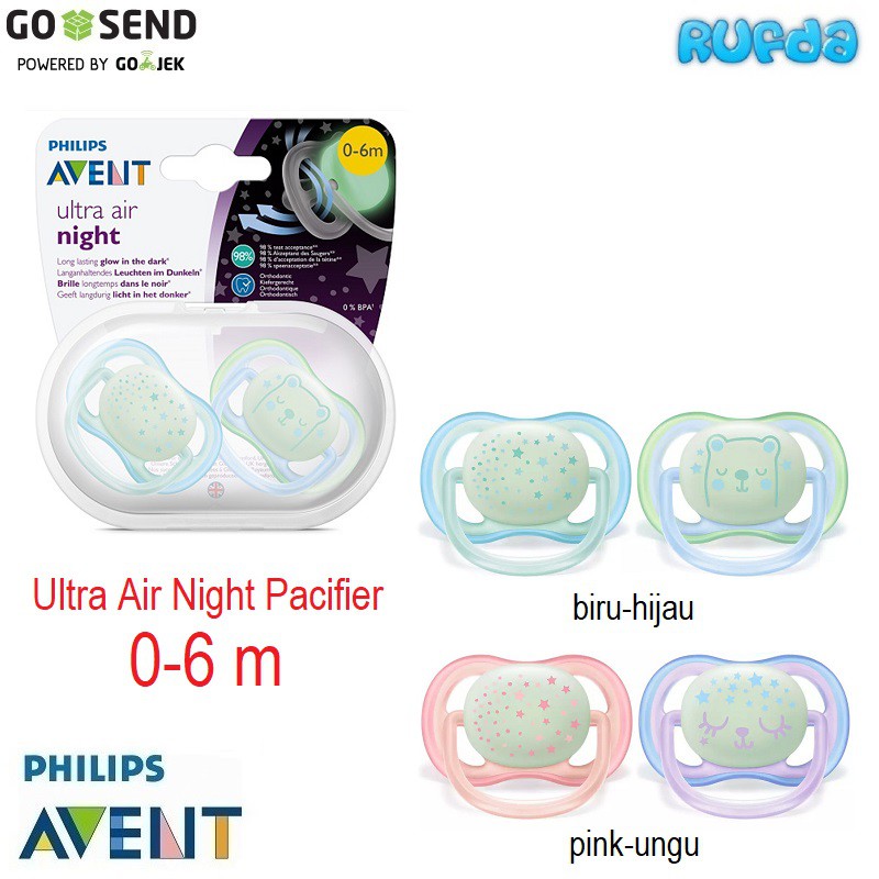 Philips Avent Ultra Air Night Time Orthodontic Soothers Pacifier Empeng