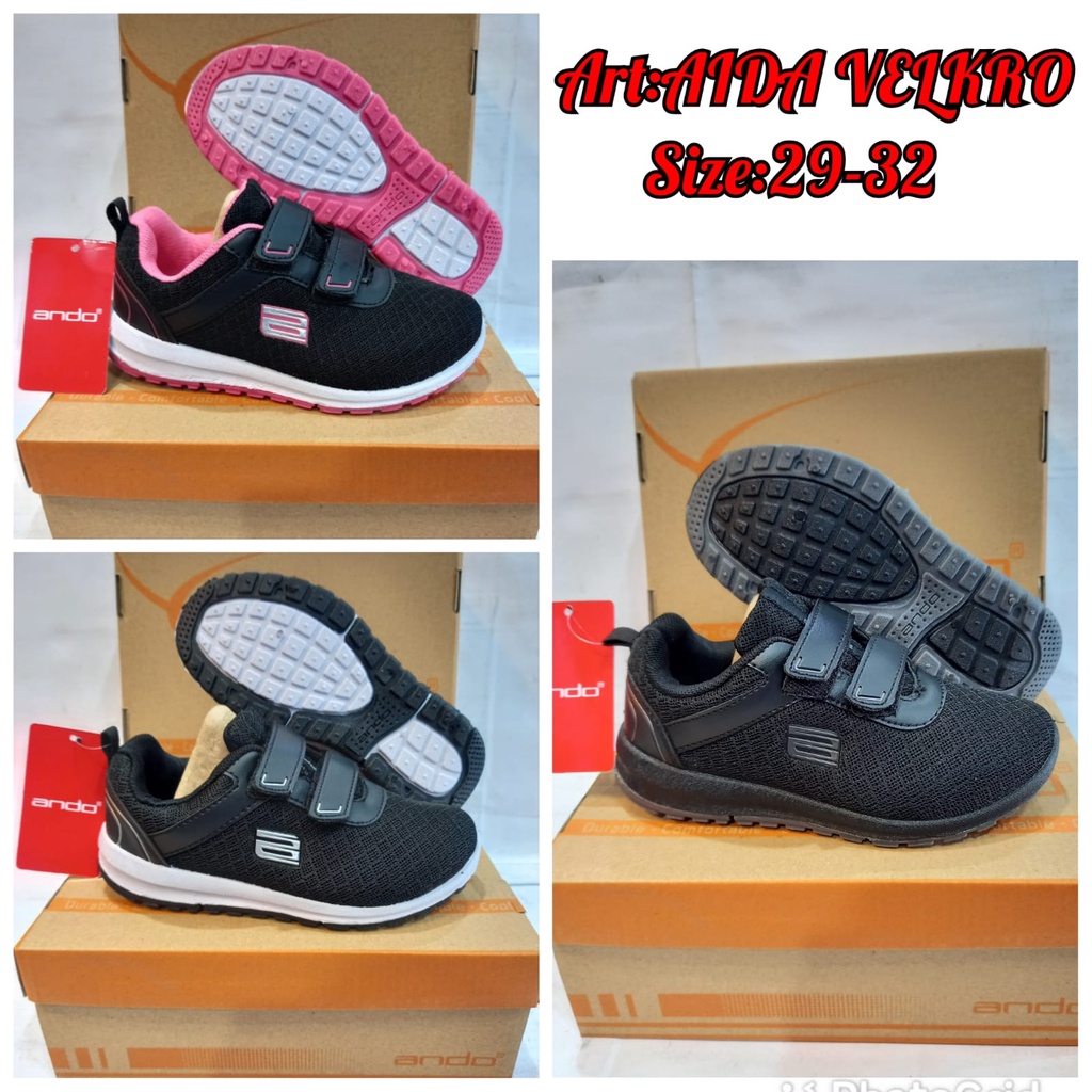 SEPATU SEKOLAH ANAK AIDA ZORA VELCRO LAKI-LAKI PEREMPUAN - SNEAKERS ANAK - ANDO SEPATU ANAK