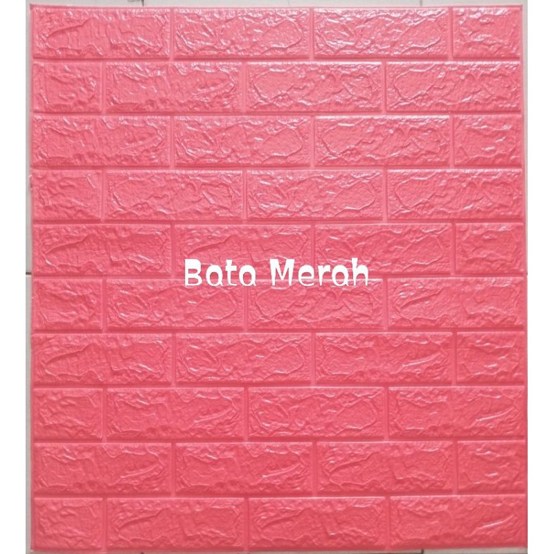 Wallpaper 3D Dinding Foam Sticker-Bata Merah