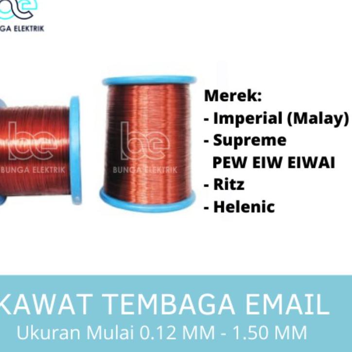 (TERLARIS) KAWAT TEMBAGA EMAIL 0.12 - 0.75 MM ENAMEL WIRE COOPER KAWAT GULUNG DINAMO KAWAT HELLENIC,