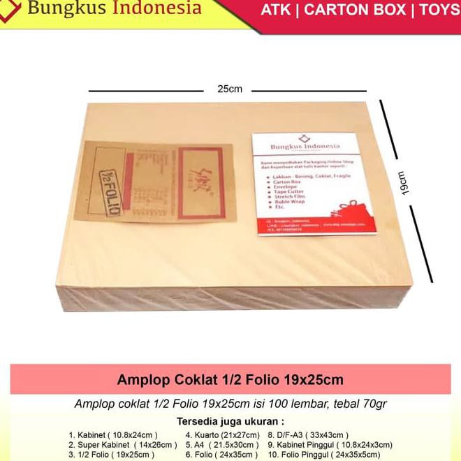 

Amplop Coklat 1/2 Folio Isi 100Lbr