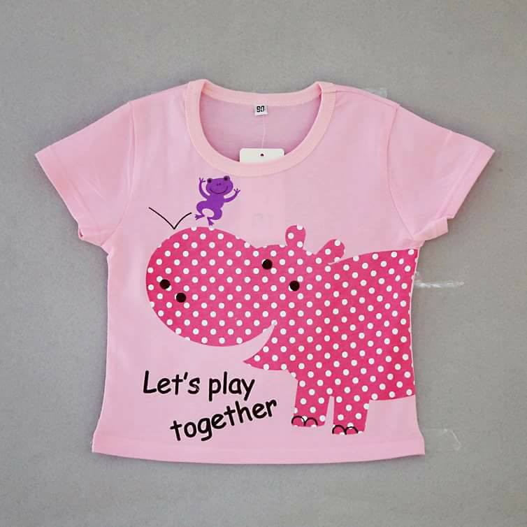 Atasan Kaos Anak Cewek Hippo Play Together T-Shirt