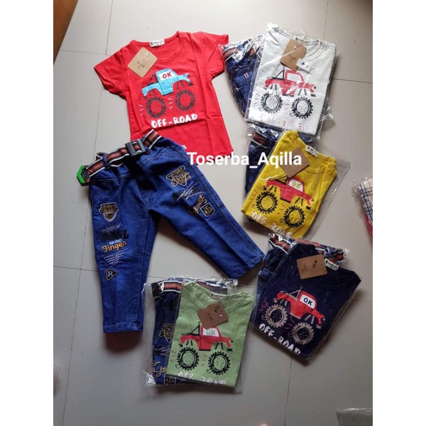setelan anak laki laki jeans / set jeans anak 1 2 3 Tahun