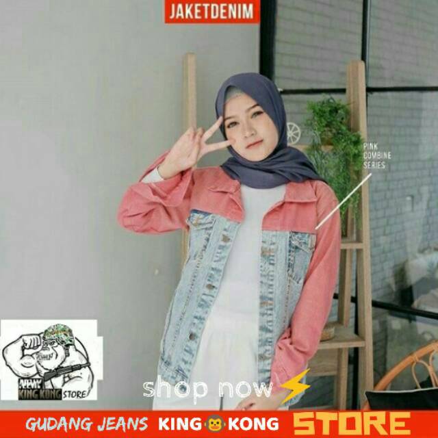 Jaket Jeans Two Tones Kombinasi