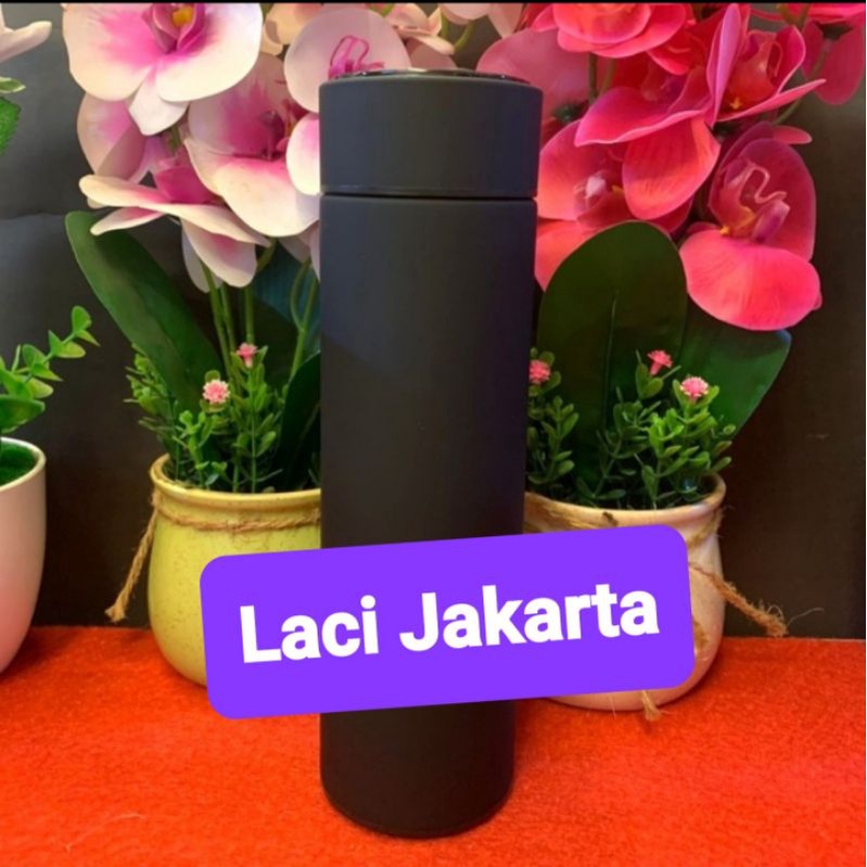 tumbler LED termos suhu 500ml termos panas botol tahan dingin tumbler digital angka botol minum-Black