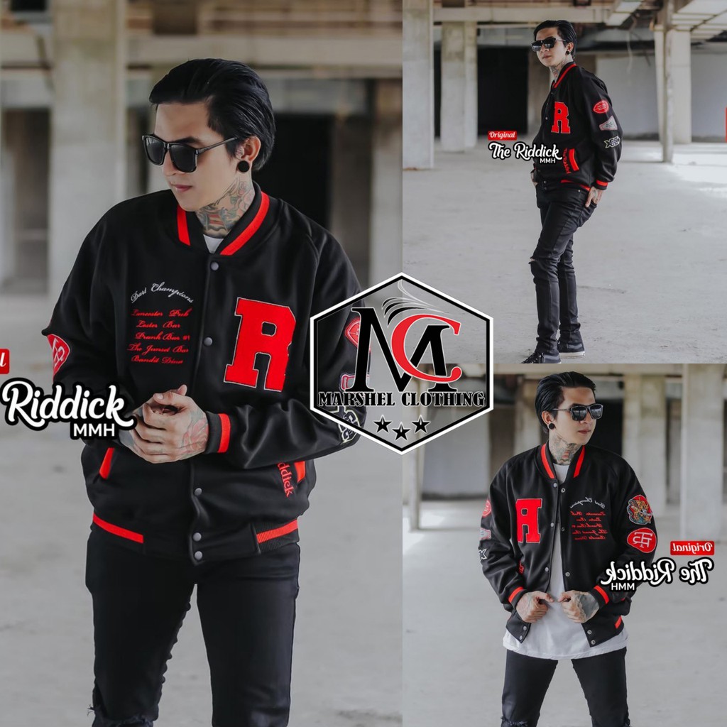 RCL - JAKET VARSITY BASEBALL FLEECE COTTON - JAKET VARSITI THE RIDDICK ORI - JAKET VARSITY MODEL TERBARU JAKET