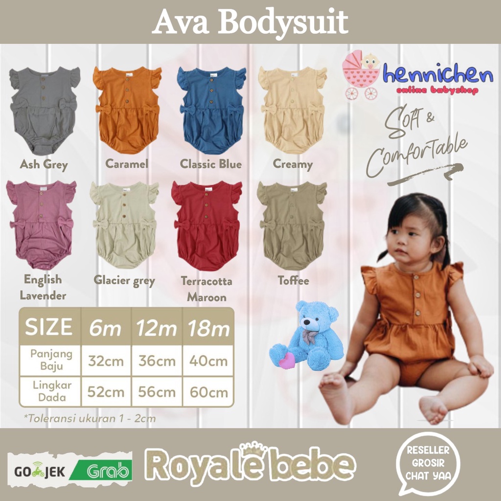 CUCI GUDANG ROYALE BEBE AVA ROMPER BODYSUIT JUMPER BAJU BAYI BAJU ANAK 6-18 BULAN