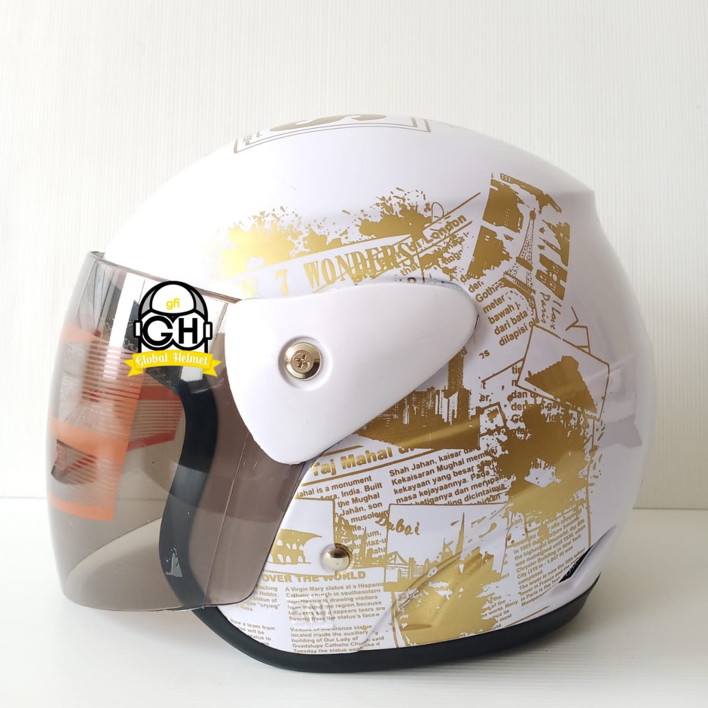 HELM EVOLUTION NEWS WHITE GOLD HALF FACE MODEL GM EVO