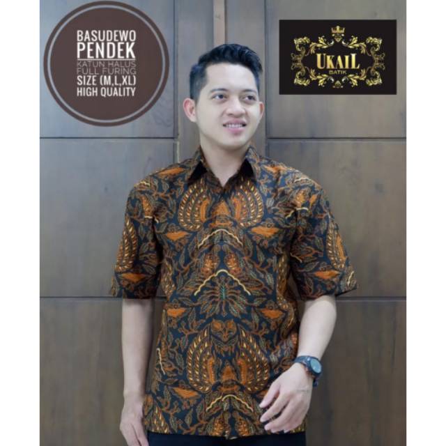 Hem batik lengan pendek basudewo/kemeja batik pria