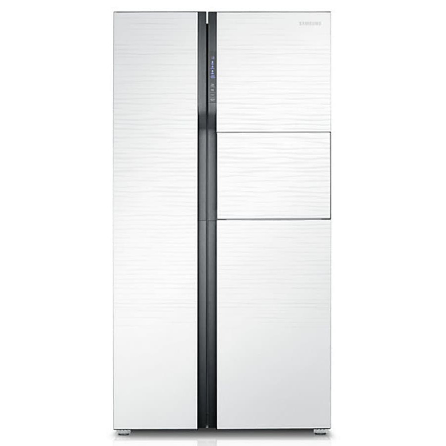 KULKAS SAMSUNG RS-554 NRUA1J WHTE GLASS DOOR INVERTER SIDE BY SIDE MULTI FLOW SILVER TWIN COOLING
